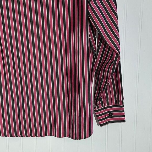 Michael Michael Kors Button Down Shirt Men Large Pink Stripped Long Sleeve - Picture 11 of 13